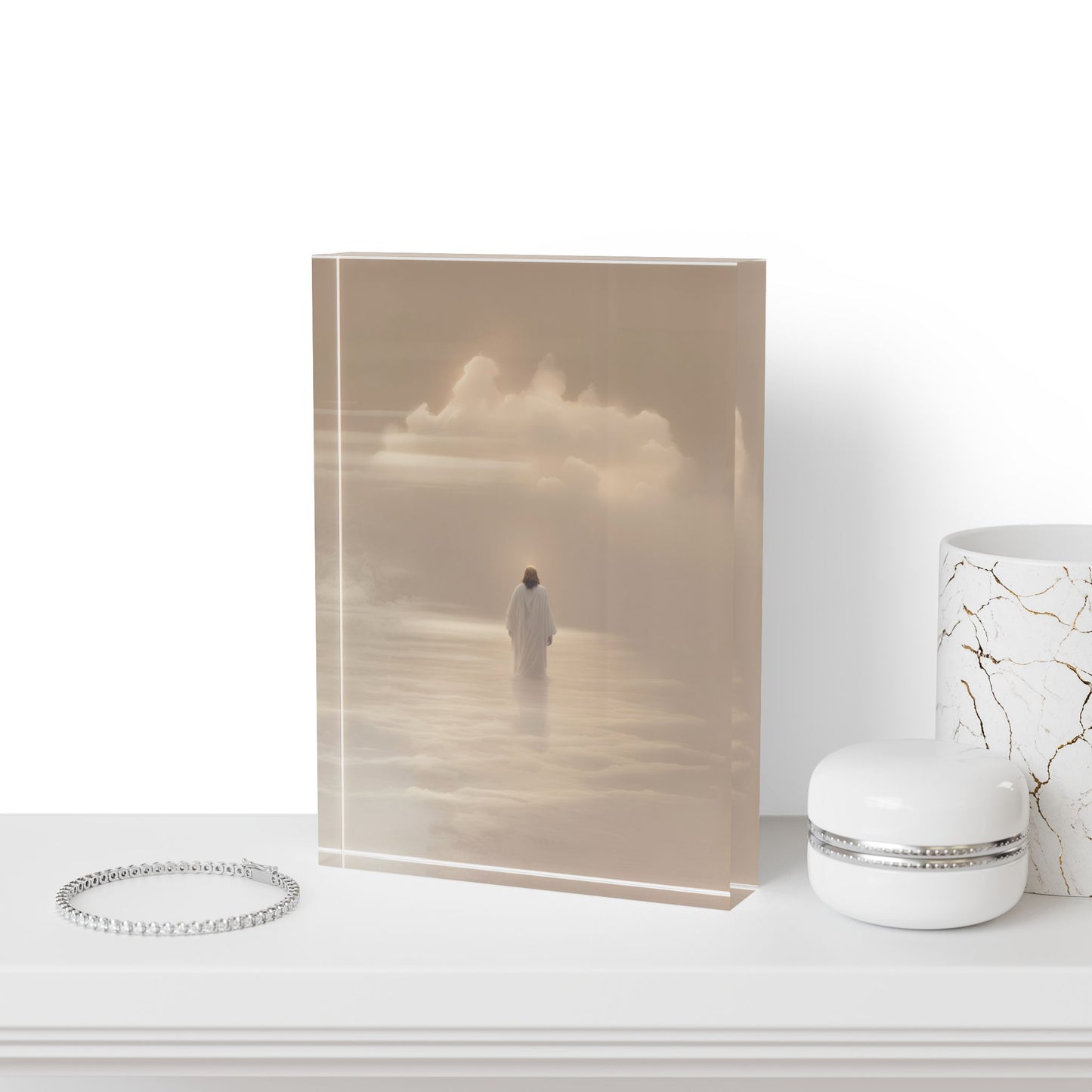 Jesus on clouds - Photo Block